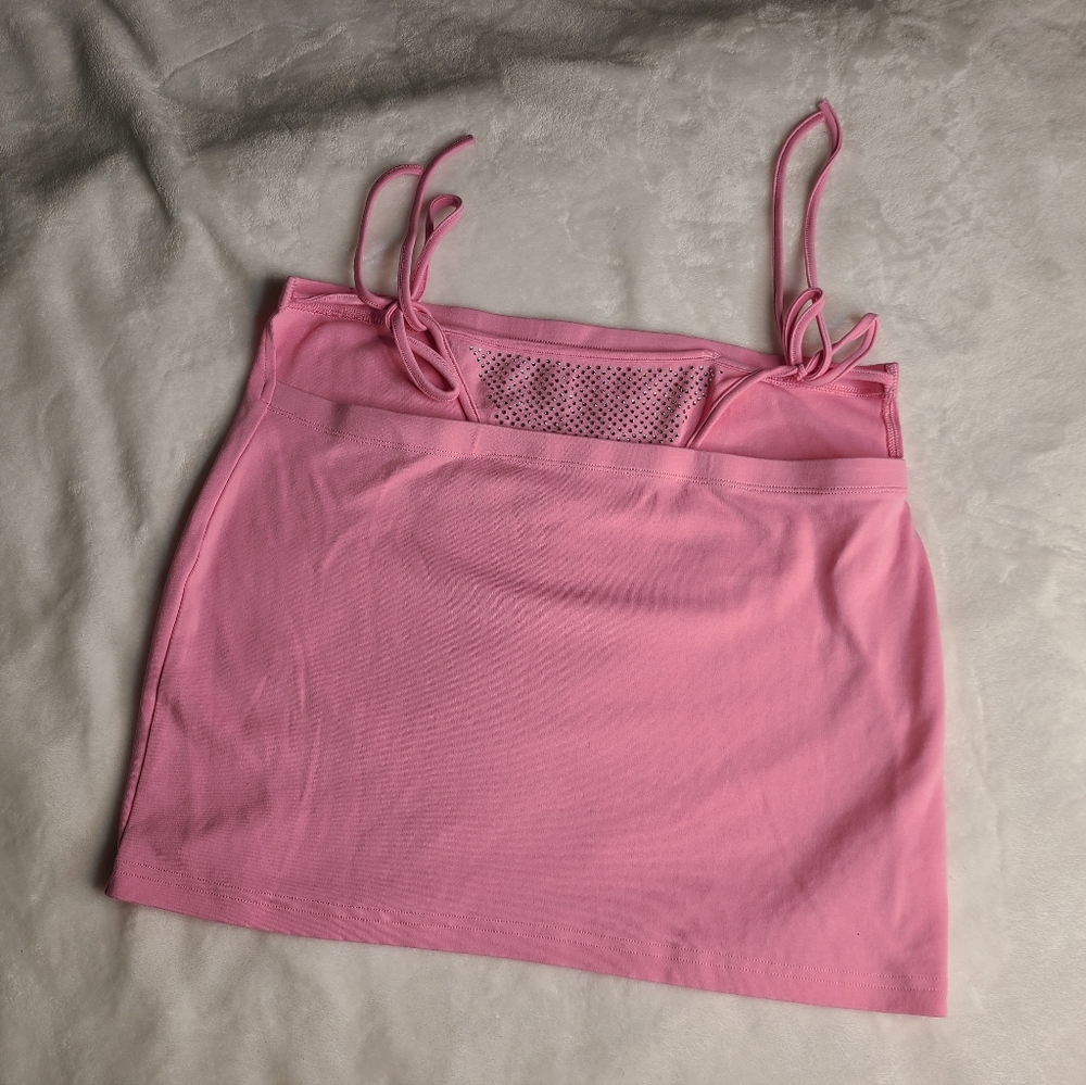 Pink mini skirt with rhinestone detail from HBC Size 2x